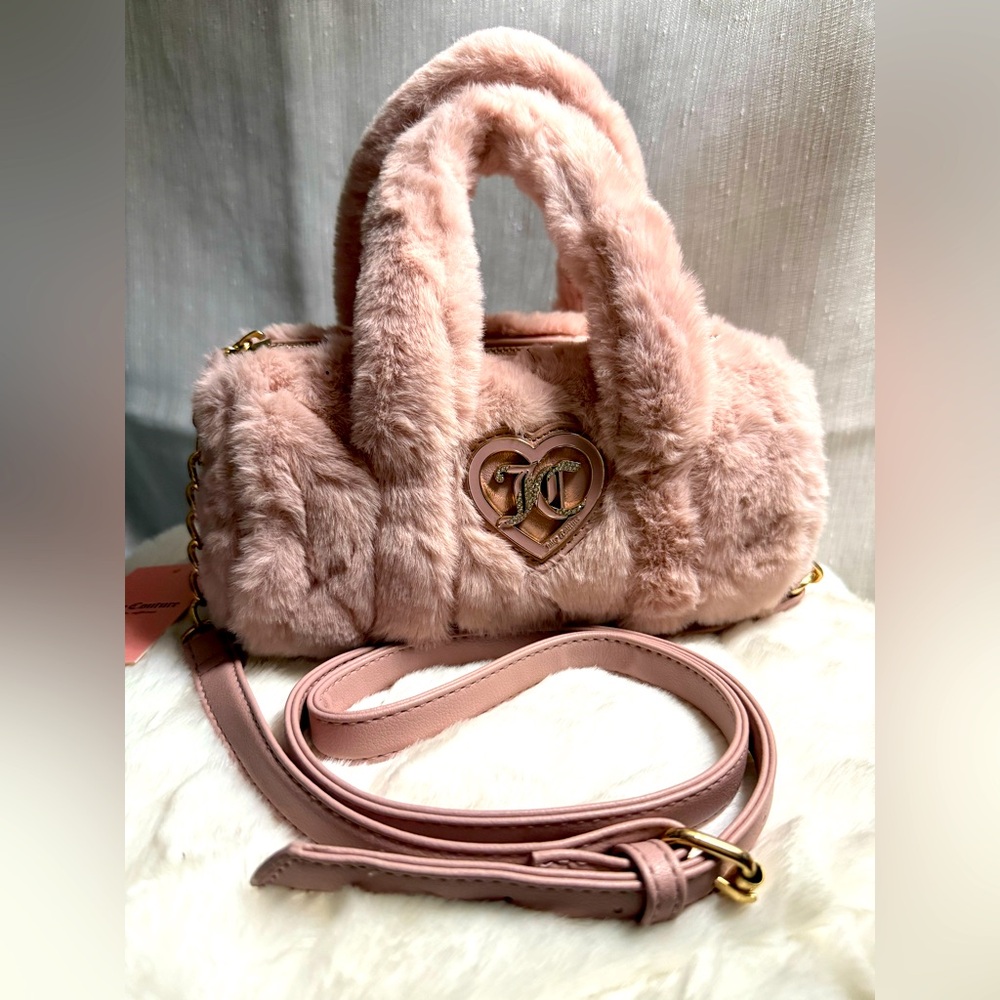 NEW Juicy Couture Pink Fuzzy Roll Crossbody Bag